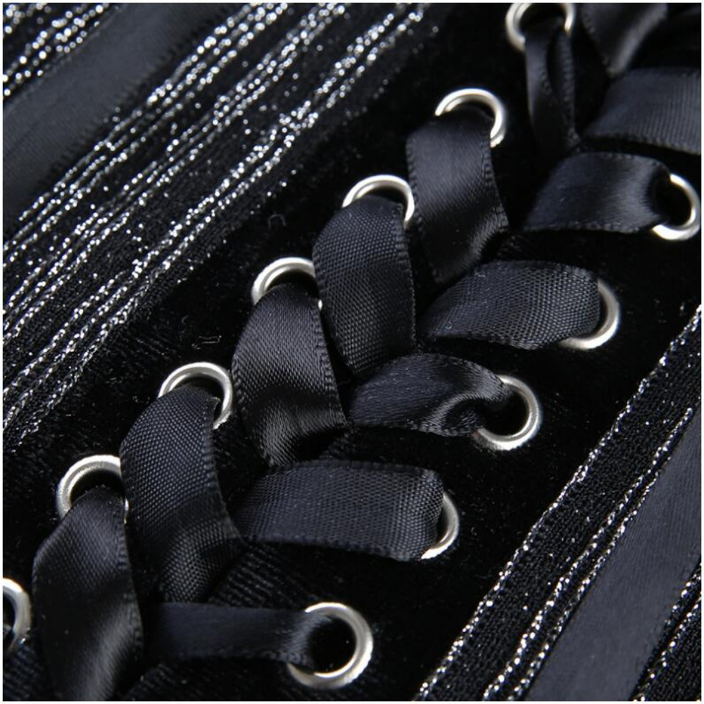 Lace Up Metallic Black Crop Top *DELETING FROM INVENTORY 11/19* - Picture 5 of 8